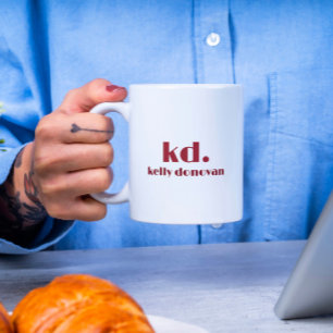 Caneca De Café Em Dois Tons Monograma moderno e nome Design minimalístico 7
