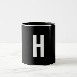 Caneca De Café Em Dois Tons Monograma Nome Próprio Inicial Moderno Minimalista