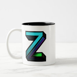 Caneca De Café Em Dois Tons Monograma personalizado único e colorido Z inicial