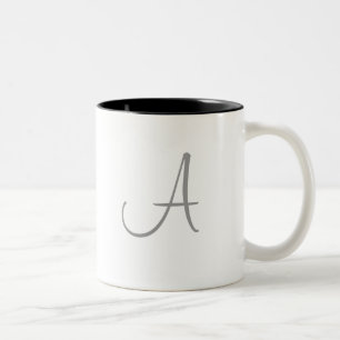 Caneca De Café Em Dois Tons Monograma Simples - Personalizado Inicial