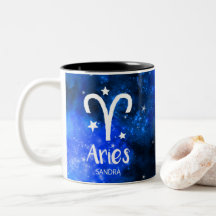 Monograma, sinal Zodiac Aries, Galáxia Azul