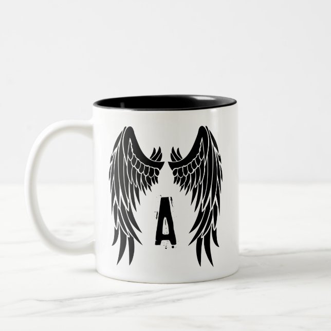 Caneca De Café Em Dois Tons Monograma Tattoo Angel Wing (Esquerda)