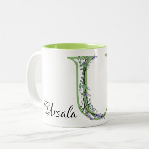 Caneca De Café Em Dois Tons Monograma U Lavanda Eucalyptus