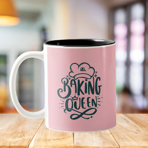 Caneca De Café Em Dois Tons Monograma Verde Rosa Mogando Rainha Baking Present