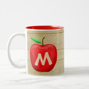 Caneca De Café Em Dois Tons Monograma vermelho de Apple