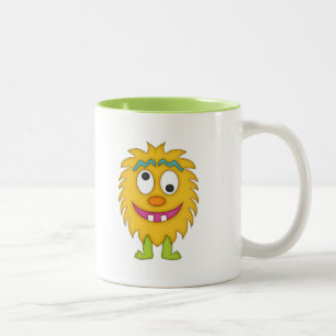 Caneca De Café Em Dois Tons Monstro amarelo bonito+Personalize o nome