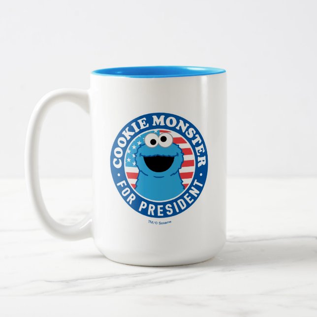 Caneca De Café Em Dois Tons Monstro de Biscoitos para Presidente (Esquerda)