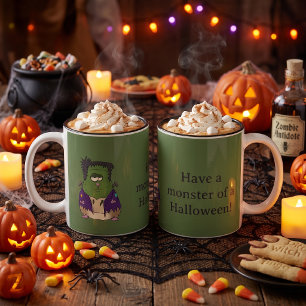 Caneca De Café Em Dois Tons Monstro de hamster Frankenstein engraçado de Hallo