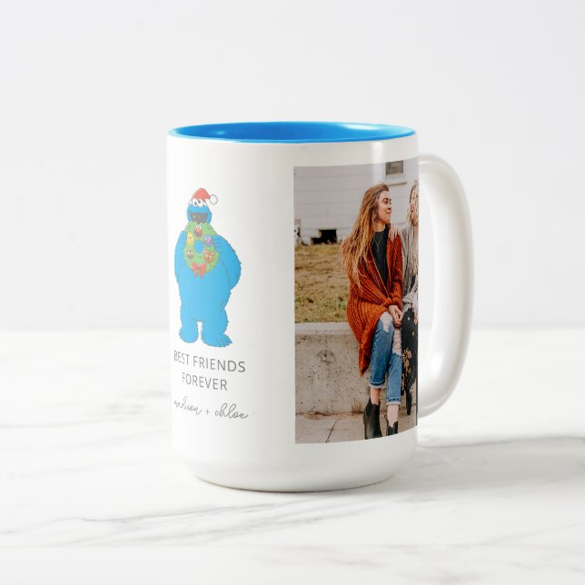 Caneca De Café Em Dois Tons Monstro dos Biscoitos de Natal | Melhores Amigos - (Frente Esquerda)