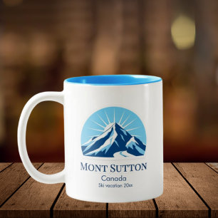 Caneca De Café Em Dois Tons Mont Sutton Quebec  Canadá souvenir de resort de e