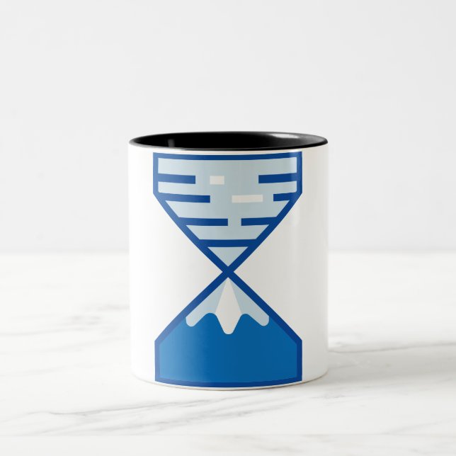 Caneca De Café Em Dois Tons Montanha Ampulheta Azul Moderna Natureza (Centro)