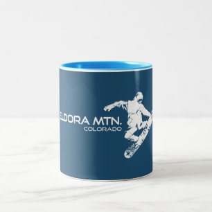 Caneca De Café Em Dois Tons Montanha Eldora Colorado Snowboarder