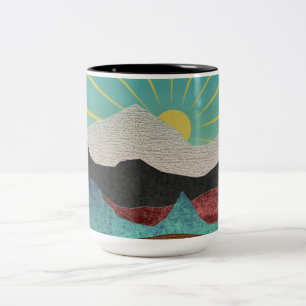 Caneca De Café Em Dois Tons Montanha Fantasia Sunrise