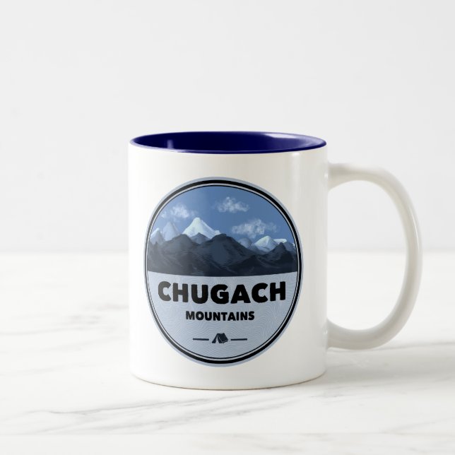 Caneca De Café Em Dois Tons Montanhas Chugach Alasca Acampamento (Direita)