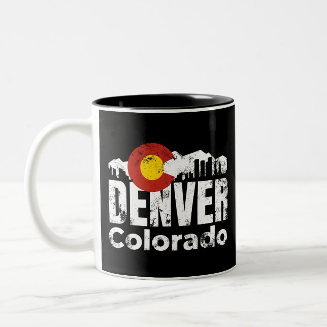 Caneca De Café Em Dois Tons Montanhas Denver Colorado (Esquerda)