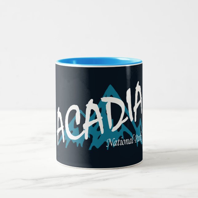 Caneca De Café Em Dois Tons Montanhas do Parque Nacional Acadia (Centro)