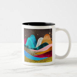 Caneca De Café Em Dois Tons Montanhas Espaciais