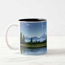 Montanhas, Lago e Floresta Paisagem Café Mug