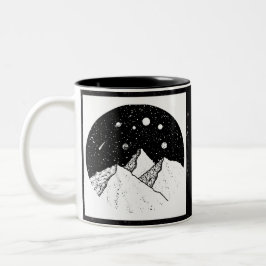 Caneca De Café Em Dois Tons Montanhas no espaço Coffee Mug Black