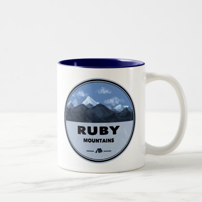 Caneca De Café Em Dois Tons Montanhas Ruby Nevada Acampamento (Direita)