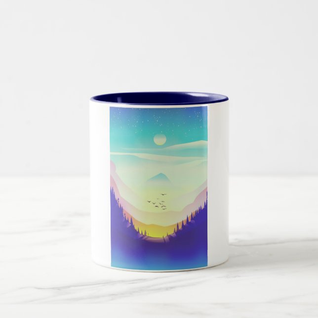 Caneca De Café Em Dois Tons Montanhas Sombrias (Centro)