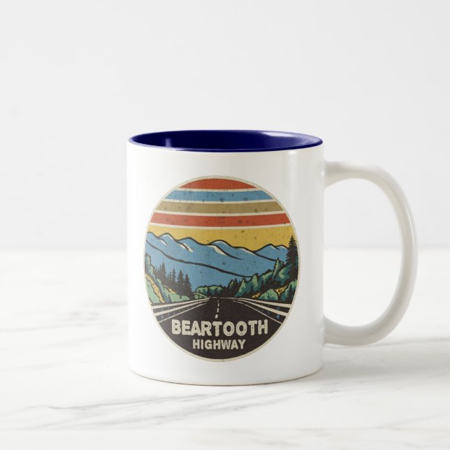 Caneca De Café Em Dois Tons Montanhas Wyoming da autoestrada Beartooth Montana (Direita)