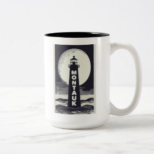 Caneca De Café Em Dois Tons Montauk Point Lighthouse Moon