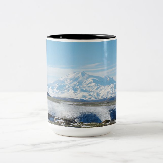Caneca De Café Em Dois Tons Monte Elbrus (a montanha mais alta da Europa) (Centro)