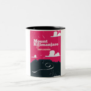 Caneca De Café Em Dois Tons Monte Kilimanjaro pôster de desenho animado vintag