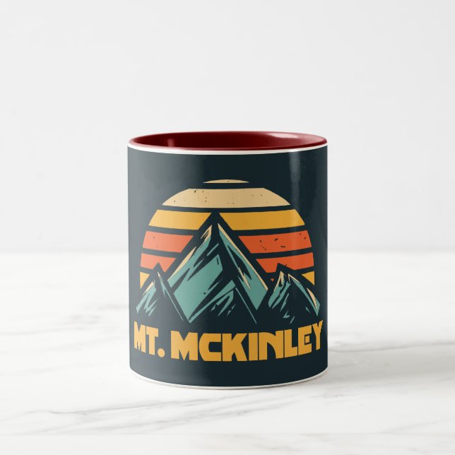 Caneca De Café Em Dois Tons Monte McKinley Alaska Retro Turquoise (Centro)