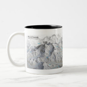Caneca De Café Em Dois Tons Monte o Everest 3D Map com rótulos