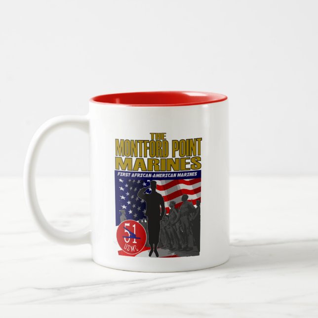 Caneca De Café Em Dois Tons MONTFORD POINT MARINES: Primeiro Mar Afro-American (Esquerda)