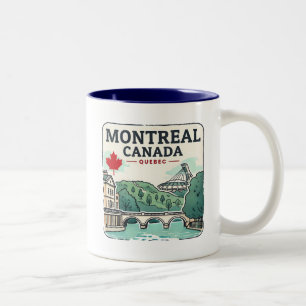 Caneca De Café Em Dois Tons Montreal Canadá Simples Paisagem Urbana da Cidade