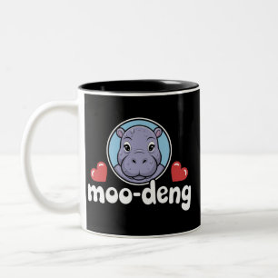 Caneca De Café Em Dois Tons Moo Deng Bouncy Pig em Tailandês Picture Baby Hipp