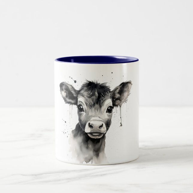 Caneca De Café Em Dois Tons ☕ 🐄 "Moo ment of Zen" Cow Mug 🐄 ☕ (Centro)