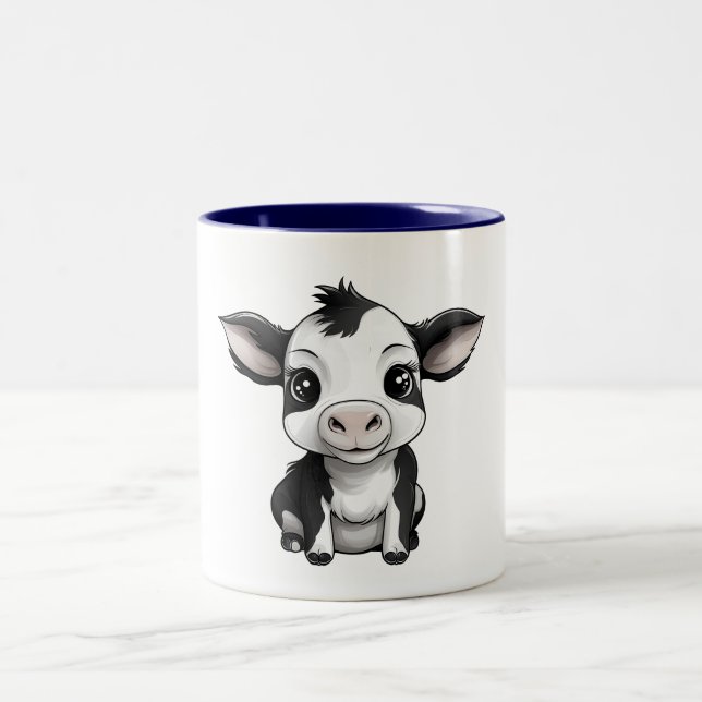 Caneca De Café Em Dois Tons ☕ 🐄 "Moo ment of Zen" Cow Mug 🐄 ☕ (Centro)