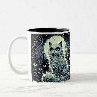 Caneca De Café Em Dois Tons Moonlight cat - Magical White Cat Mug