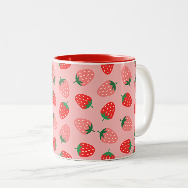 Caneca De Café Em Dois Tons Morango (Frente Esquerda)