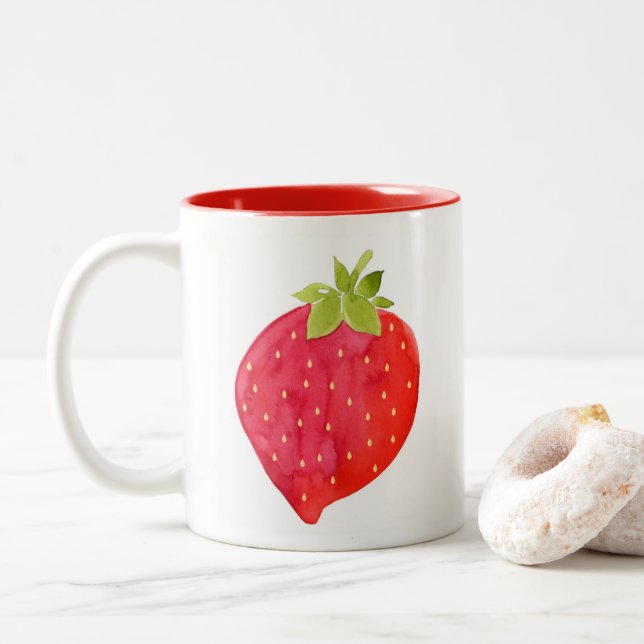 Caneca De Café Em Dois Tons Morango (Com Donut)