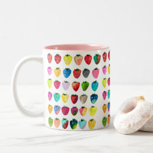 Caneca De Café Em Dois Tons Morango doce doce fruta doce aquarela