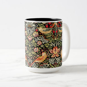 Caneca De Café Em Dois Tons Morango Lixo Negro William Morris