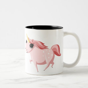 Caneca De Café Em Dois Tons Morango o unicórnio cor-de-rosa