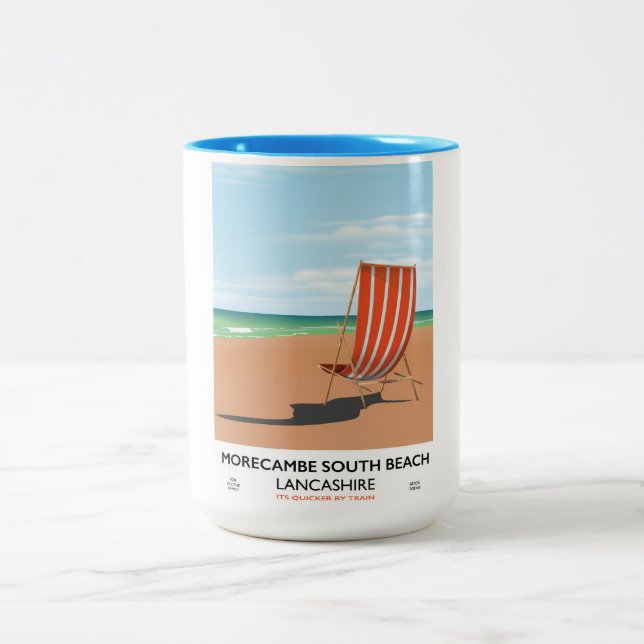 Caneca De Café Em Dois Tons Morecambe South Beach Lancashire pôster da costa (Centro)