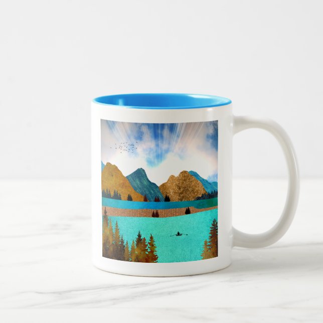 Caneca De Café Em Dois Tons Morning Lake Rower (Direita)