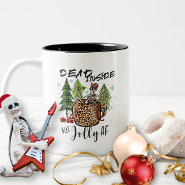 Caneca De Café Em Dois Tons Morto por Dentro Mas Muito Alegre Sarcástico Natal
