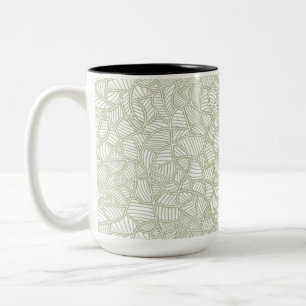 Caneca De Café Em Dois Tons Mosaico Folha Aleatória Verde Pálido