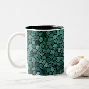 Caneca De Café Em Dois Tons Mosaico Oceânico Textura da Crosta Padrão Abstrato