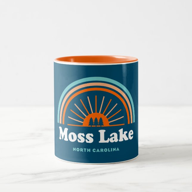 Caneca De Café Em Dois Tons Moss Lake North Carolina Rainbow (Centro)