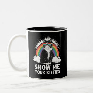 Caneca De Café Em Dois Tons Mostre-me seus Gatinhos Engraçados Orgulho gay LGB