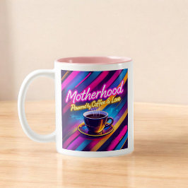 Caneca De Café Em Dois Tons Motherhood Powered by Coffee | Dia de as mães engr